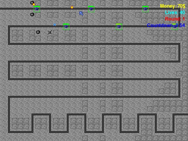 Gameplay screenshot of Towers, a tower defence game